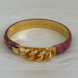 VITA 24 Karat Gold Plated Snake Print Link Bracelet Made In Florence